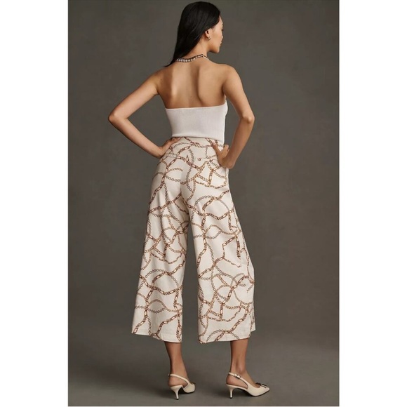 Anthropologie Maeve Chain Print Palazzo Pants Size 0 - Picture 2 of 16